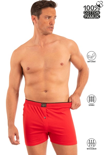 0041 Erkek Şardonlu Pamuklu Düğmeli Penye Boxer