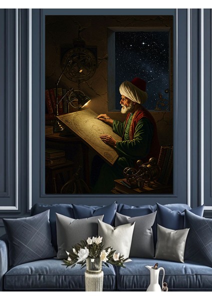 Osmanlı El Yazmalarıyla Uğraşan Bilge Dekoratif Kanvas - Mdf Ahşap Tablo fiyatları