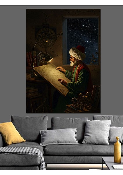 Osmanlı El Yazmalarıyla Uğraşan Bilge Dekoratif Kanvas - Mdf Ahşap Tablo modelleri