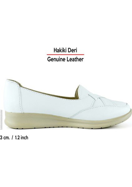 Mammina Beyaz Deri Çapraz Bant Detaylı Slip-On Günlük Ayakkabı