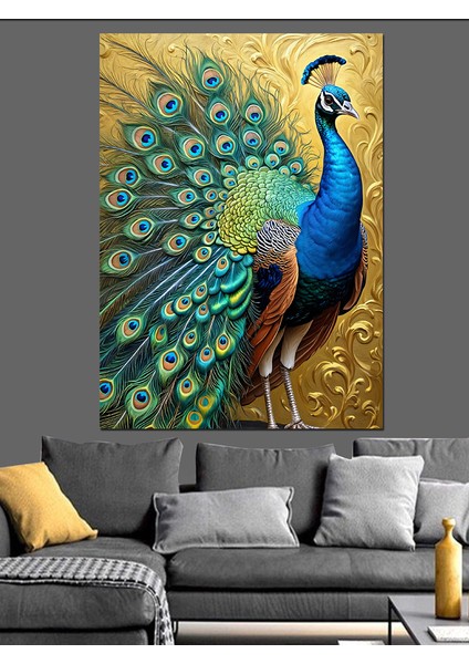 Tüyleri Işıldayan Tavus Kuşu Dekoratif Kanvas - Mdf Ahşap Tablo modelleri