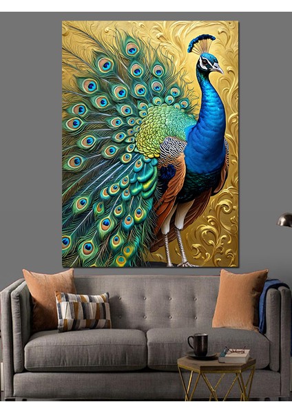 Tüyleri Işıldayan Tavus Kuşu Dekoratif Kanvas - Mdf Ahşap Tablo fırsatları