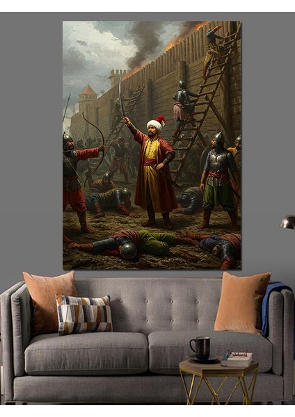 Surlarda Osmanlı Zafer Çığlığı Dekoratif Kanvas - Mdf Ahşap Tablo