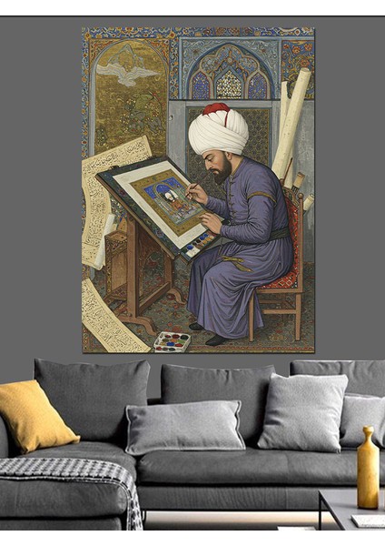 Osmanlı Minyatürde Hayatın Sessiz Detayı Dekoratif Kanvas - Mdf Ahşap Tablo