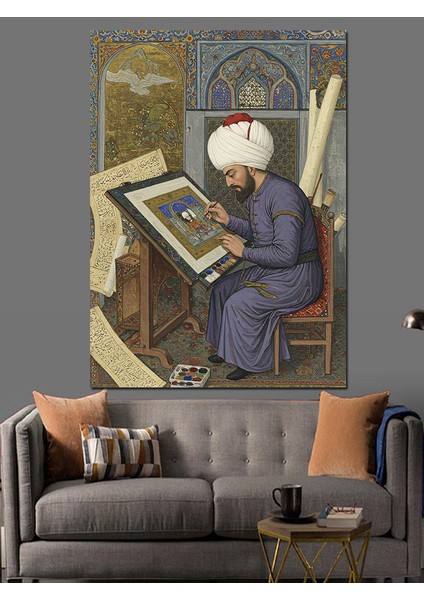 Osmanlı Minyatürde Hayatın Sessiz Detayı Dekoratif Kanvas - Mdf Ahşap Tablo fiyatları