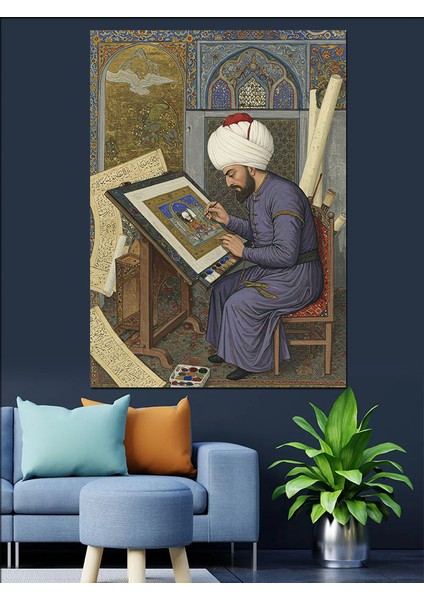 Osmanlı Minyatürde Hayatın Sessiz Detayı Dekoratif Kanvas - Mdf Ahşap Tablo modelleri