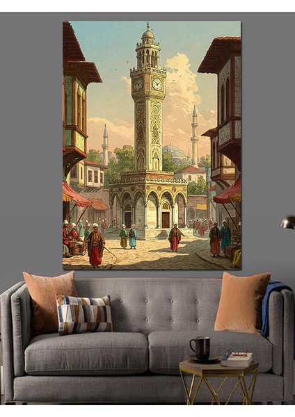 Osmanlı Dönemi Izmir Saat Kulesi Dekoratif Kanvas - Mdf Ahşap Tablo fiyatları