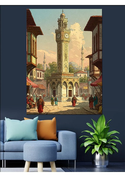 Osmanlı Dönemi Izmir Saat Kulesi Dekoratif Kanvas - Mdf Ahşap Tablo modelleri