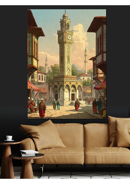 Osmanlı Dönemi Izmir Saat Kulesi Dekoratif Kanvas - Mdf Ahşap Tablo fırsatları