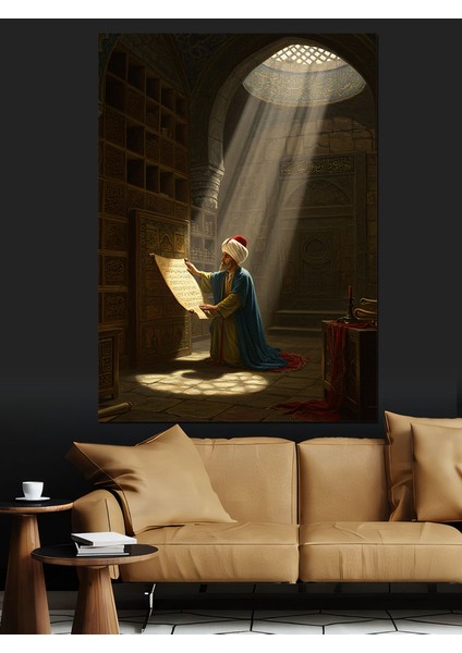 Osmanlı Işık Altında Bilginin Sessizliği Dekoratif Kanvas - Mdf Ahşap Tablo fırsatları