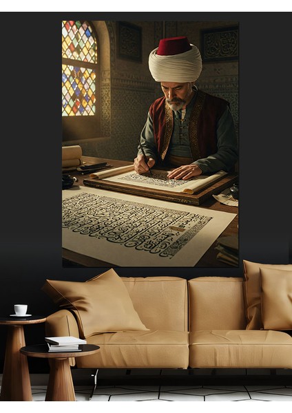 Osmanlı Hat Sanatında Derin Konsantrasyon Dekoratif Kanvas - Mdf Ahşap Tablo fiyatları