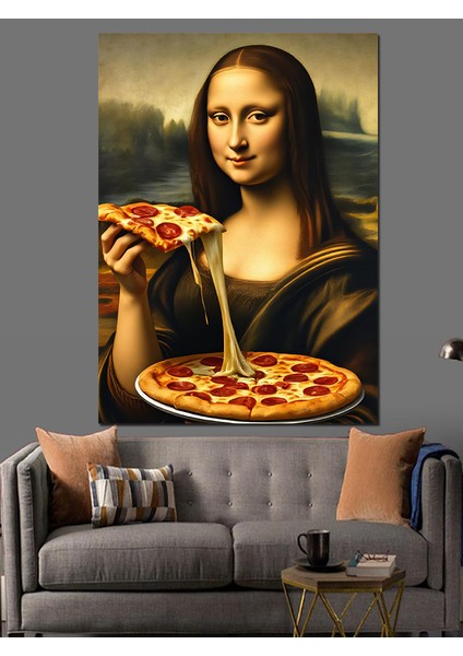 Pizza Seven Mona Lisa Dekoratif Kanvas - Mdf Ahşap Tablo modelleri