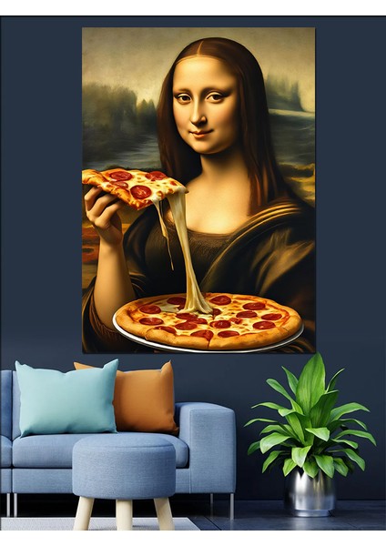 Pizza Seven Mona Lisa Dekoratif Kanvas - Mdf Ahşap Tablo fırsatları