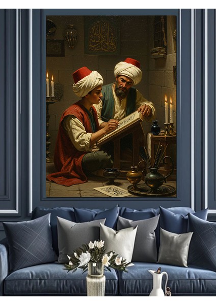 Osmanlı Minyatürde Bilimin Altın Çağı Dekoratif Kanvas - Mdf Ahşap Tablo