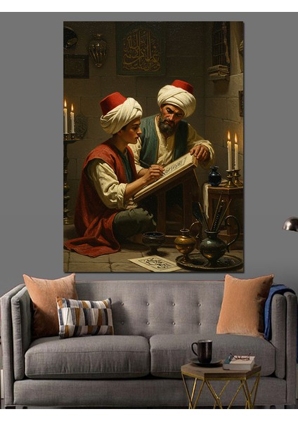 Osmanlı Minyatürde Bilimin Altın Çağı Dekoratif Kanvas - Mdf Ahşap Tablo modelleri