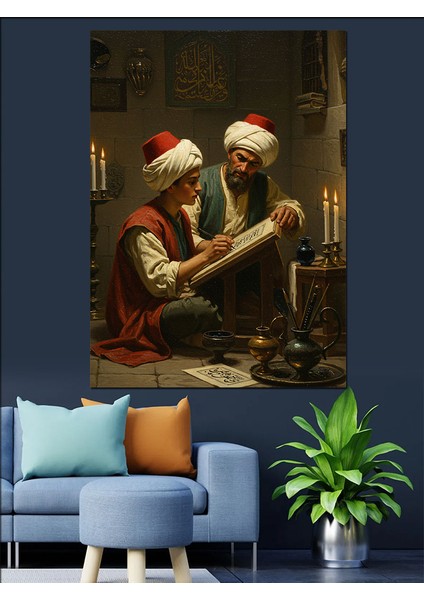 Osmanlı Minyatürde Bilimin Altın Çağı Dekoratif Kanvas - Mdf Ahşap Tablo fırsatları