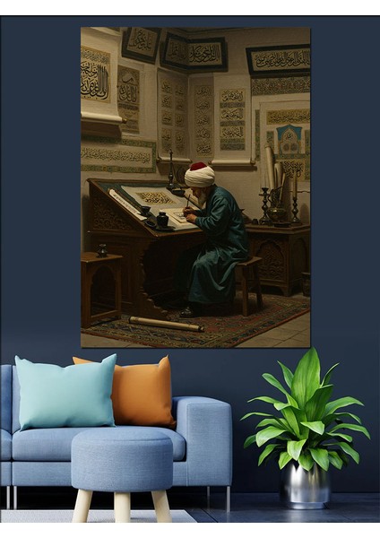 Osmanlı Bilgelikle Yazılan Sessiz Kitap Dekoratif Kanvas - Mdf Ahşap Tablo fırsatları