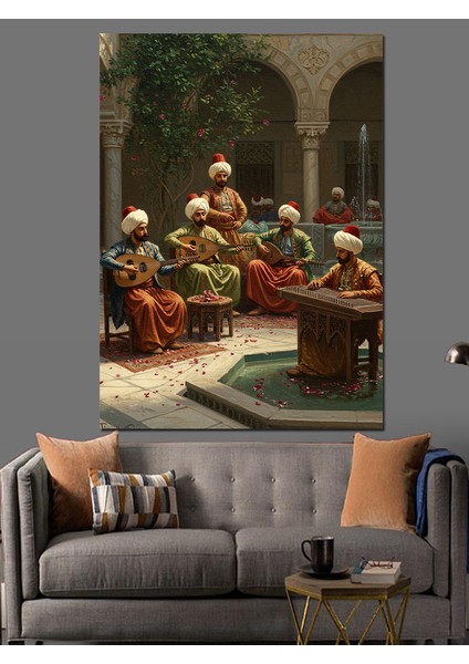 Müziğin Ritminde Osmanlı Gölgesi Dekoratif Kanvas - Mdf Ahşap Tablo