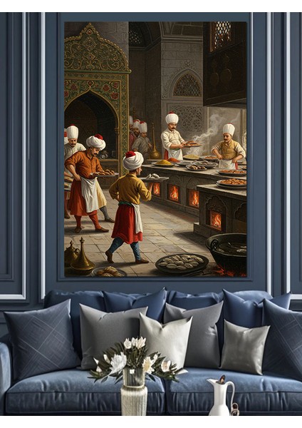 Osmanlı Sarayda Tatlı Ziyafet Hazırlığı Dekoratif Kanvas - Mdf Ahşap Tablo fiyatları