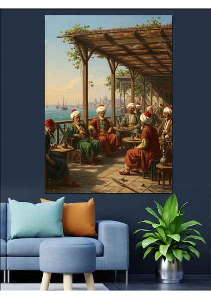 Osmanlı Gölgede Sohbet Eden Bilgeler Dekoratif Kanvas - Mdf Ahşap Tablo fiyatları