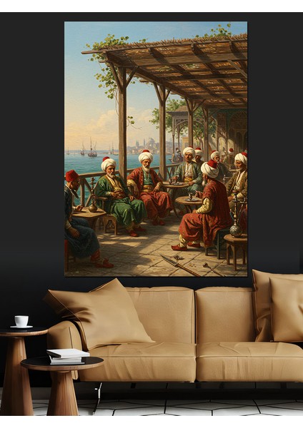 Osmanlı Gölgede Sohbet Eden Bilgeler Dekoratif Kanvas - Mdf Ahşap Tablo modelleri