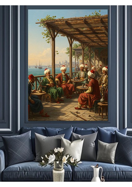 Osmanlı Gölgede Sohbet Eden Bilgeler Dekoratif Kanvas - Mdf Ahşap Tablo fırsatları