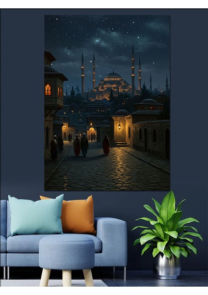 Osmanlı Sultanahmet’te Gece Işıltısı Dekoratif Kanvas - Mdf Ahşap Tablo fiyatları