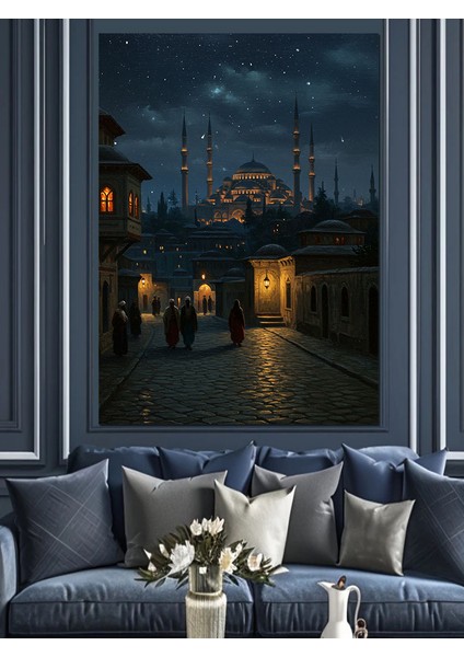 Osmanlı Sultanahmet’te Gece Işıltısı Dekoratif Kanvas - Mdf Ahşap Tablo fırsatları