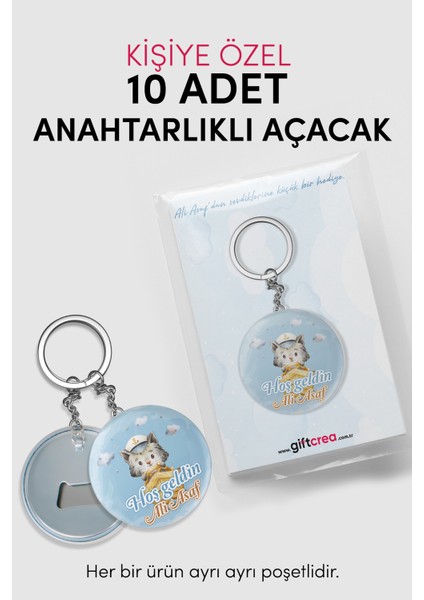 Yeni Doğan Erkek Bebek Için Hoş Geldin Anahtarlık – Yuvarlak Açacaklı Tasarım Modelli