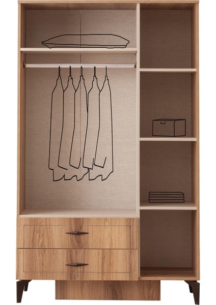Hazar 3 Kapılı 2 Çekmeceli Gardırop Elbise Dolabı 120 x 47 x 200 fırsatları