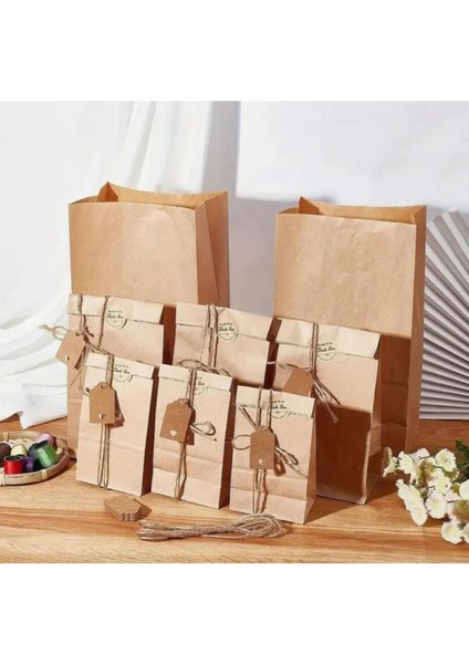 50ADET Dik Duran Sapsız Körüklü Kraft Sunumluk Kese Kağıdı (Düğün, Nişan, Kına Vs Uygundur) 15X9X28 fiyatları