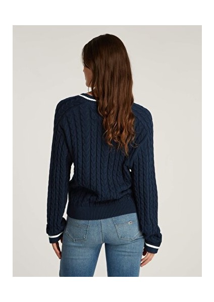 Tjw Badge Cable V-Neck Sweater modelleri