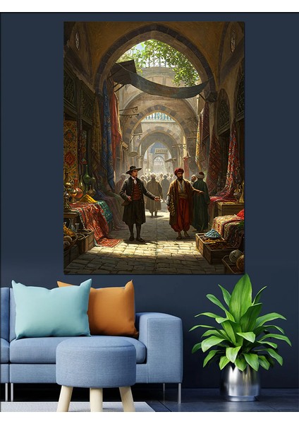 Osmanlı Kapalıçarşı’da Renkli Karşılama Dekoratif Kanvas - Mdf Ahşap Tablo fiyatları