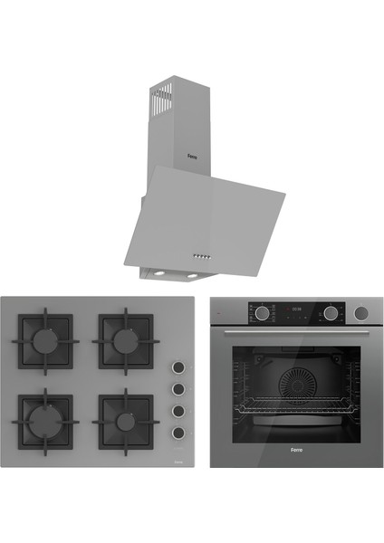 Fryart&steamart Sc Serisi Gri 3'lü Ankastre Set ( XE64CPR-SC208-D088 )