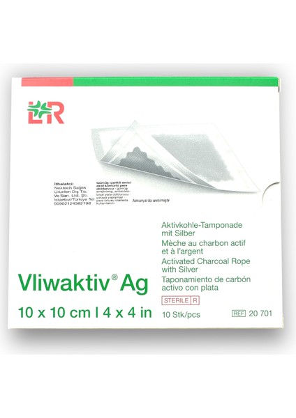 Vliwaktiv Ag Gümüşlü ve Emici Aktif Kömürlü Örtü 10 x 10 cm - Ref 20701 - 5 Adet