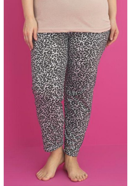 X-Dreamy Büyük Beden Pamuklu Leopar Desenli Kısa Kollu Pijama Takımı fırsatları