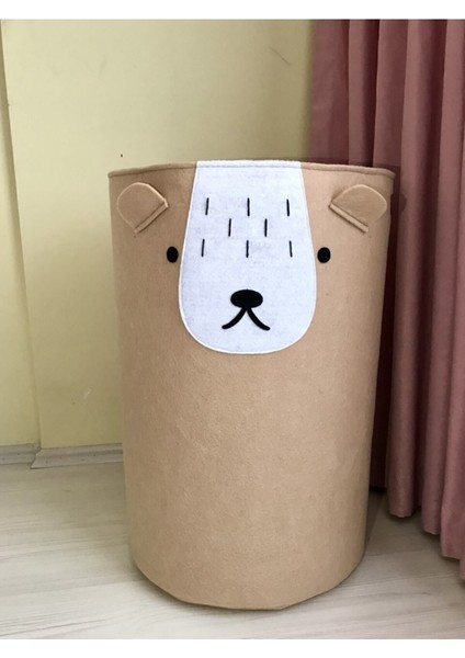 Çamaşır Sepeti, Sevimli Ayıcık Oyuncak Sepeti, Keçe Sepet, Çocuk Odası Düzenleyici 50*40CM Büyük Boy