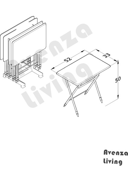 Avenza Çanta Zigon Sehpa Mdf Mebran Kaplama 33 x 53