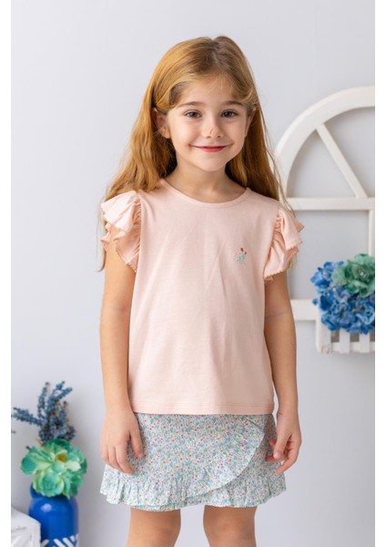Kız Çocuk Kolu Fırfırlı T-Shirt - Yavruağzı fiyatları