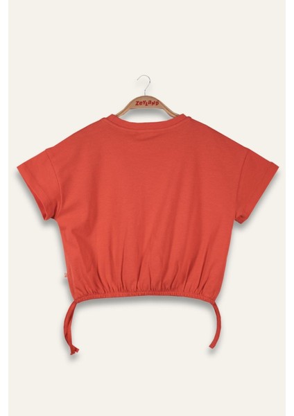 Kız Çocuk Hawai Baskılı Crop T-Shirt - Coral fiyatları