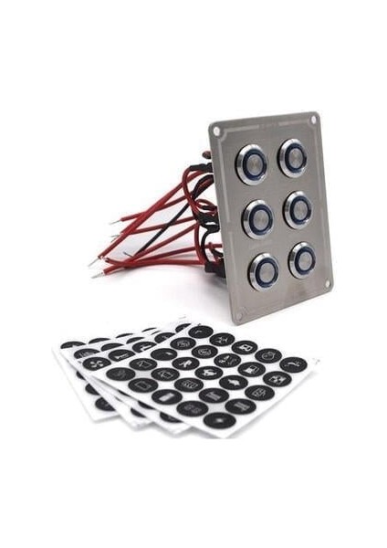 6'Lı Krom Switch Panel Sigortalı Mavi Korna Butonlu