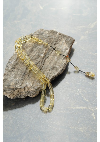 Damla Kehribar Tesbih Kaya Damla Kaya Sistemli Erkek Hediye Tesbih Sertifikalı