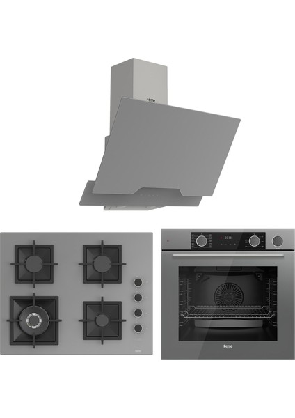 Fryart&steamart Sc Serisi Wok'lu Gri 3'lü Ankastre Set ( XE64CPR-SC408-D065 )