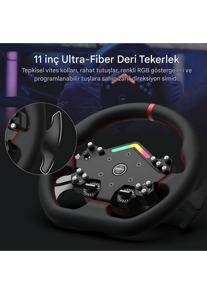 V12 Lite Oyun Direksiyon Seti - 6nm Tork Güçlü Feedback - Doğrudan Tahrikli Servo Yarış Direksiyonu -F1 Vites Kürekleri - Xbox Pc Ps4 ve Ps5 Uyumlu