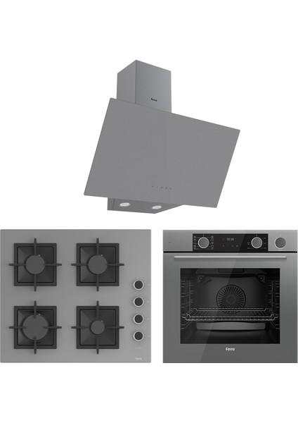 Fryart&steamart Sc Serisi Gri 3'lü Ankastre Set ( XE64CPR-SC208-D079 )