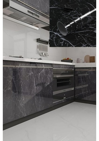 5METRE x 60 cm Mermer Desenli Yapışkanlı Folyo-Mutfak, Banyo ve Mobilya Duvar Kağıdı Yenileme Için Kolay Uygulama