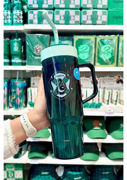 Harry Potter Lisanslı Kulplu Plastik Şişe (1250ML) - Slytherin