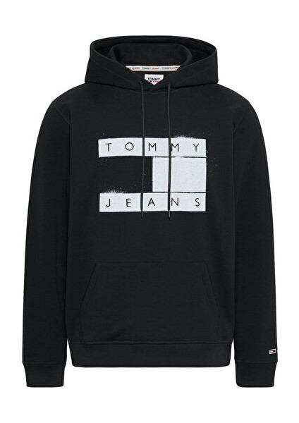 Tommy Jeans Erkek Reg Flag Spray Kapüşonlu Sweatshırt