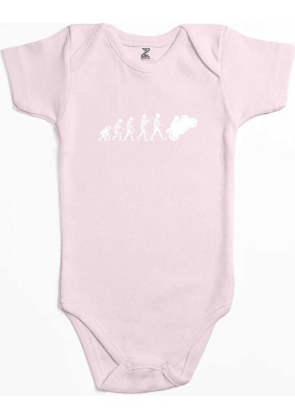 Motocycle Evolution Pembe Renk Bebek Body Zıbın