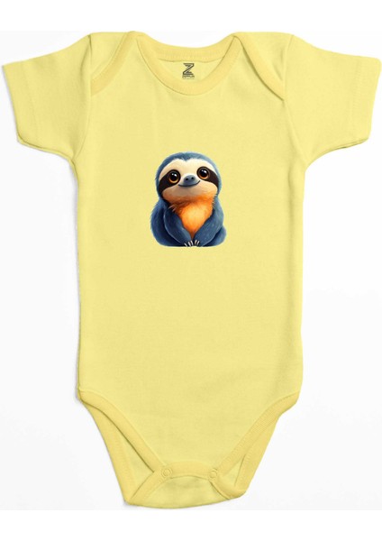 Şirin Tembel Hayvan Sarı Renk Bebek Body Zıbın